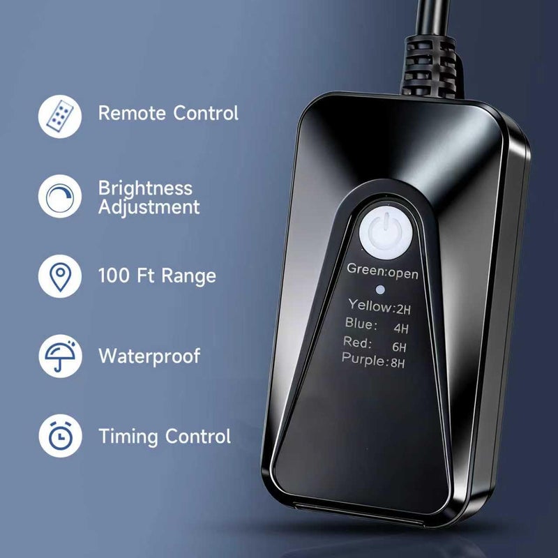 Comyan Outdoor Dimmer for String Lights,Plug-in Dimmer Switch 100FT Remote Control & Timer (2H/4H/6H/8H),Waterproof Light Dimmer for Outdoor & Indoor Use,Compatible with Dimmable LED/Tungsten/Patio Lights - Image 2